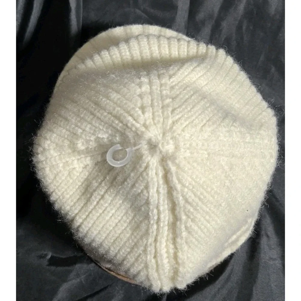 Golovejoy Brixton Ivory Knit Beanie Ribbed Cuff Warm Winter Hat Brim‎